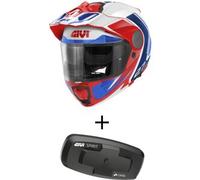 Bundle Casco Givi X.27 Tourer Graphic Bianco Blu Rosso con Interfono Givi I319S
