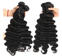 Bundle Colore naturale Nero Sciolto Onda Profonda Bundle di Capelli Umani 100% Remy Peruviani Armatura 1/3/4 Estensioni Trama Parrucchiere(18inch (1 Bundle))