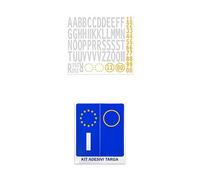 Bundle di 4R Quattroerre.it - 1203 - Kit Lettere Adesive Targa, Provincia + Anno + 4R Quattroerre.it 1626 Kit Adesivi Targa Italia Rifrangenti, Set di 2, 44 x 98 mm