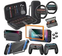 Bundle di accessori per Nintendo Switch 2, 16 in 1: custodia da trasporto, 2 protezioni per schermo, volante, impugnatura per controller Joycon, guscio protettivo per console agganciabile, ecc. Kit da