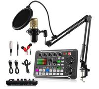 Bundle di attrezzature per podcast microfono a condensatore BM-800 con kit scheda audio live F998 modificatore voce riduzione del rumore e funzioni mixer PC registrazione in studio trasmissioni su sma