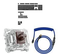 Bundle di GLORIOUS GPBT Basics Keycaps Classic Black + Gateron Mechanical Keyboard Switches - Brown + Coiled Cable - Cobalt