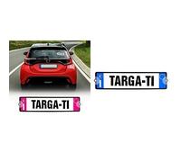 Bundle di Kit Adesivi Targa Auto con Nome, Rosa + 4R Quattroerre.it - 16010 - Kit Targa Auto Personalizzabile, Azzurro