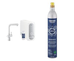 Bundle GROHE Blue Home Miscelatore Monocomando per Lavello con Sistema Filtrante dell‘Acqua, Bocca "L", con Doccetta Estraibile e Bombola C02, 40651000