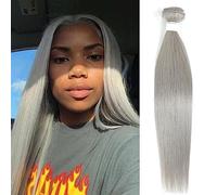 Bundle Hair Ciuffi brasiliani di capelli ondulati colore grigio argento, 100% estensioni lisce estensione umana, tessuto Remy pre-colorato Extension per acconciatura(22 pollici 1bundle)
