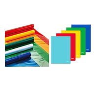 Bundle of Favorit 50 Rotoli Coprilibro + Favorit Quaderni A4, Copertina Monocolore, Rigatura Quadretti 5mm, Carta 80g/Mq, Pacco da 10 pezzi, Colori Assortiti