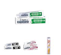 Bundle Pasta del Capitano - Dentifricio Antitartaro Bio, 100 ml + Dentifricio Carbone Vegetale Attivo Bio, 100 ml + Dentifricio Baking Soda Bio, 75 ml + Spazzolino Complete con Setole Forti