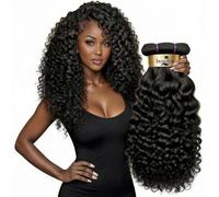 Bundle per capelli umani ad onda d'acqua 18 Inch 100% Unprocessed Brazilian Virgin Remy Hair Wet and Wavy Bundle Hair Extension Curly Wave Bundle Natural Black Color