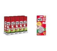 Bundle Pritt Colla Stick 10 x 43g, tenuta forte per uso scuola e ufficio, 10 stick x 43g & Pritt Flex Roller, Bianchetto a nastro riscrivibile, Confezione da 2 (4.2mmx10m)