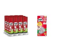 Bundle Pritt Colla Stick 12 x 22g, Colla per bambini sicura e affidabile, 12 stick x 22g & Pritt Flex Roller, Bianchetto a nastro per coprire ogni errore, Confezione da 2 (4.2mmx10m)