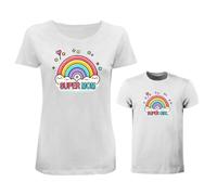 Bundle T-Shirt Coordinato Mamma e Figlia - “Super Mom & Super Girl” - Cotone Bianco o Nero - Idea Regalo Festa della Mamma