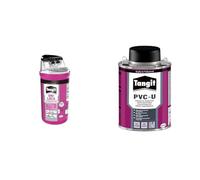 Bundle Tangit Uni-Lock, Filo sigillante per tubature in metallo e plastica, riposizionabile, 1x80m & Tangit PVC-U Adesivo speciale con pennello per assemblare tubi, 250g latta + pennello
