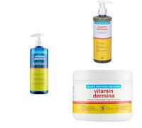 Bundle VITAMINDERMINA Gel Detergente Lenitivo 500 ml + Olio Detergente Restitutivo 500 ml + Crema Idratante Restitutiva 400 ml - Per Pelli Secche, Molto Secche, Sensibili e a Tendenza Atopica