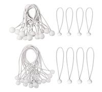 Bungee Ball,Elastici con Pallina,30 Pezzi Elastici Sfera Bianco Loop Expander,Cordoncino Elastico con Palline Fascette Kit Lssaggio Fissaggio di Tende per Tendoni Banner Elastici Fissaggio