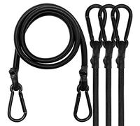 Bungee Bungee con moschettone, Expander con moschettone Set di 4, cinghie per bagagli da 60 cm nere, tenditore in gomma 100% lattice per tenda da sole, teloni, giardino, bicicletta, auto, carico