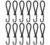 Bungee Cords Corde Elastiche con Gancio a Spirale Cinghia 15cm Elastica Tenditori Cordoncini Elastici Resistenti con Ganci per Tende, Teloni, Manifesti, Nette (12Pcs)