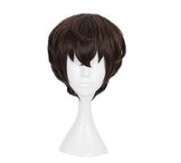 Bungo Stray Dogs Anime Dazai Osamu Cosplay Dark Brown Short Wig Heat-resistant Fiber Hair + Wig Cap Halloween Party Role Play