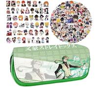 Bungo Stray Dogs Anime Stampato Astuccio Studente Cancelleria Borsa Grande Capacità Doppio Strato Astuccio Gratis 100 pz Anime Adesivi Graffiti Impermeabile, Tipo 5, Classico