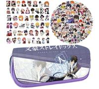 Bungo Stray Dogs Anime Stampato Astuccio Studente Cancelleria Borsa Grande Capacità Doppio Strato Astuccio Gratis 100 pz Anime Adesivi Graffiti Impermeabile, Tipo 2, Classico