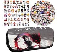 Bungo Stray Dogs Anime Stampato Astuccio Studente Cancelleria Borsa Grande Capacità Doppio Strato Astuccio Gratis 100 pz Anime Adesivi Graffiti Impermeabile, Tipo 3, Classico