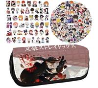 Bungo Stray Dogs Anime Stampato Astuccio Studente Cancelleria Borsa Grande Capacità Doppio Strato Astuccio Gratis 100 pz Anime Adesivi Graffiti Impermeabile, Tipo 6., Classico