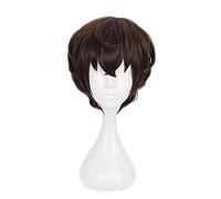 Bungo Stray Dogs Dazai Osamu Short Brown Curly Heat Resistant Hair Anime Costume Cosplay Wigs + Wig Cap