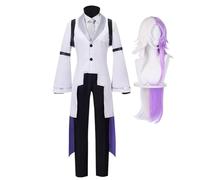 Bungo Stray Dogs Sigma Cosplay Costume con Wig Men's Full Set of Anime, Uniform Outfit Suit with Accessories for Halloween Carnival Party Props