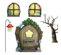 BUNIQ Porta delle Fate per Tronco d'albero, Kit Porta delle Fate, Ornamenti da Giardino in Resina per Porte della casa delle Bambole, Decorazione da Giardino Che Si Illumina al Buio
