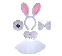 Bunnies - Costume con orecchie di coniglio, fasce per bowtie tutus, guanto, coda di muso, per bambini, Halloween, cosplay, feste, Halloween, cosplay