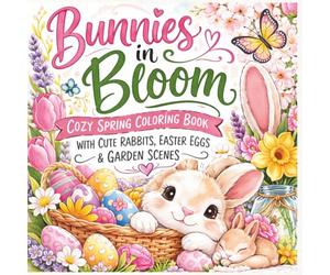 Bunnies In Bloom: A cozy spring coloring book with cute rabbits, easter eggs and garden scenes