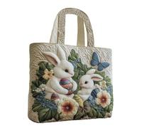 Bunny Bag - Simpatica Borsa Tote In Tela Con Coniglio, BorsaA Tracolla Con Stampa Animalier, BorsaLeggera E Casual Per Donne, Ragazze, Bambini, Bambini All'aperto, Caccia Alle Uova Di Pasqua, Feste,