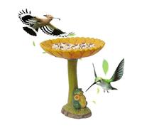 Bunny Bird Bath Bowl - rabit Resin Fountain Sculpture | Patio Outdoor Pedestal Birdbath Decor, Garden Water Feature For Songbirds, Courtyard Wildlife Feeder Stand, Cute Animal Theme Lawn Accent