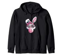 Bunny Blowing Gum Pink Sunglasses Easter Rabbit Girls Felpa con Cappuccio