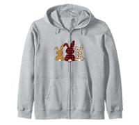 Bunny Buffalo Leopard Plaid Happy Easter Day 2026 Uomo Donna Felpa con Cappuccio