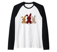 Bunny Buffalo Leopard Plaid Happy Easter Day 2026 Uomo Donna Maglia con Maniche Raglan