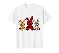 Bunny Buffalo Leopard Plaid Happy Easter Day 2026 Uomo Donna Maglietta