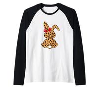 Bunny Buffalo Leopard Plaid Print Happy Easter Day Uomo Donna Maglia con Maniche Raglan