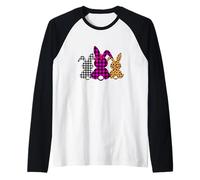 Bunny Buffalo Leopard Plaid Print Happy Easter Day Uomo Donna Maglia con Maniche Raglan