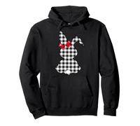 Bunny Buffalo Nero Plaid Happy Easter Day Donne Ragazze Bambini Felpa con Cappuccio