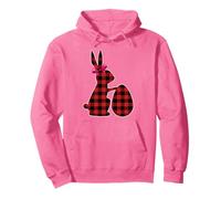 Bunny Buffalo Red Plaid Print Happy Easter Day Uomini Donne Ragazzo Felpa con Cappuccio