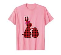 Bunny Buffalo Red Plaid Print Happy Easter Day Uomini Donne Ragazzo Maglietta