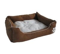 BUNNY BUSINESS Lussuosa cuccia per cani super morbida, in finta pelle scamosciata, piccola, 61 cm, marrone scuro