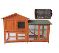 BUNNY BUSINESS The Grove Red Double Decker Coniglio/Guinea Pig Hutch e Run Extra profondità con Pavimento (Red Grove, Hutch e Cover)