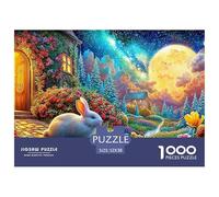 Bunny by Glowing Door, Starry Night Puzzle Da 1000 Pezzi Cute Rabbit Ideale Per Uomini, Donne, Anziani E over 65 52x38cm/1000pcs