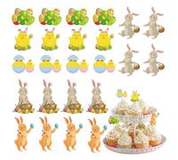 Bunny Cake Topper, 24 Piece Paper Set, Reusable Spring Cupcake Decor for Desserts, Cardstock Cute Easter Toppers, Party Decoration with Easy Placement, Home Restaurant Use for Holiday Treats