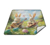 Bunny Carino Chitarra Pasqua Impermeabile Spiaggia Mat Impermeabile Spiaggia Impermeabile Tappetino da Gioco Portatile per la Famiglia Picnic Articoli cobija de picnic