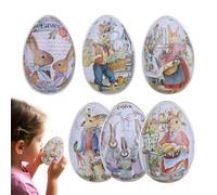 Bunny Cookie Jar, 6x Colorful Rabbit Snack, Storage Box, Lid in Egg Shaped, Home Holiday 4.92x3.35 Inches Easter Decoration, Table Centerpieces for Home Décor