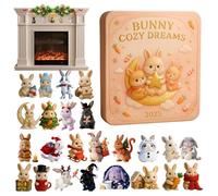 Bunny Countdown Calendarr - 11.02 x 6.3 Inches Christmas Bunny Ornaments, Acrilico 2D 24 Days Decors, calendari con ciondoli | For Holiday Classroom Office Desk Wall Trees