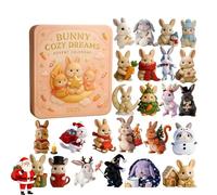 Bunny Cozy Dreams Calendario dell'Avvento 2025, Conto alla rovescia per Natale di 24 giorni con 24 ornamenti acrilici 2D a forma di coniglietto, Calendari dell'Avvento (1PC)