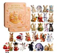 Bunny Cozy Dreams Calendario dell'Avvento 2025, Conto alla rovescia per Natale di 24 giorni con 24 ornamenti acrilici 2D a forma di coniglietto, Calendari dell'Avvento (2PCS)